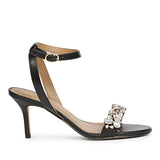 Saint Riana Stone Embellished Black Leather Stilettos