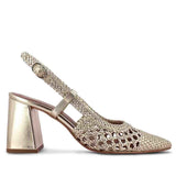 Saint Delaney Platin Hand Woven Leather Sling Back Heels