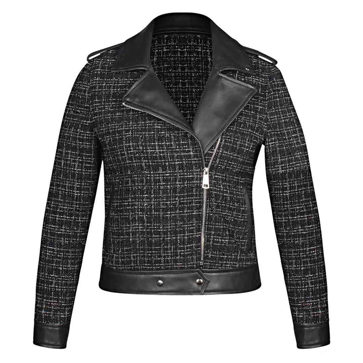 Saint Adria Grey Leather Women Collar Jackets