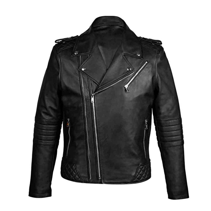 Saint Fabio Men Black Leather Biker Style Jackets