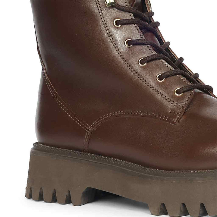 Saint Anastasia Brown Leather Lace Up High Ankle Boots