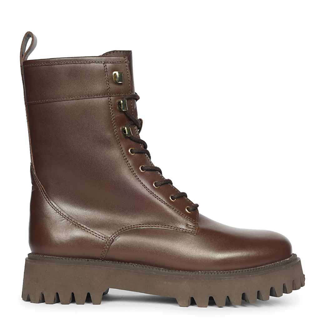 Saint Anastasia Brown Leather Lace Up High Ankle Boots