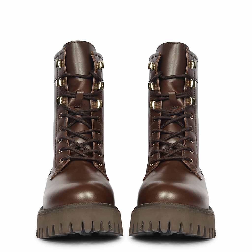 Saint Anastasia Brown Leather Lace Up High Ankle Boots