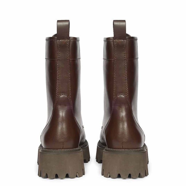 Saint Anastasia Brown Leather Lace Up High Ankle Boots