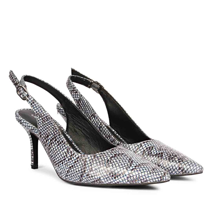 Saint Callie Blue Snake Print Leather Pumps