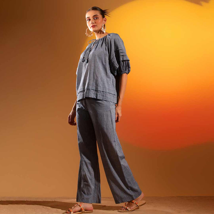 Saint Womens Grey Chambray Co-ord Set
