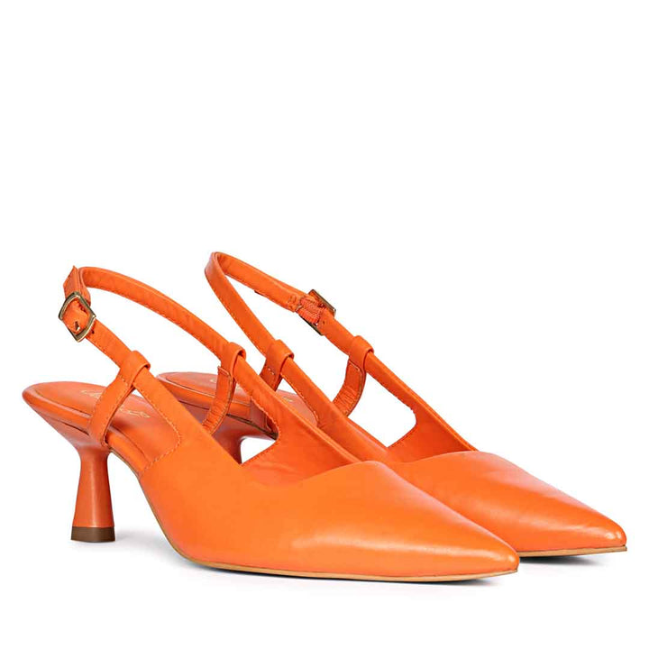 Saint Josie Orange Leather Pumps