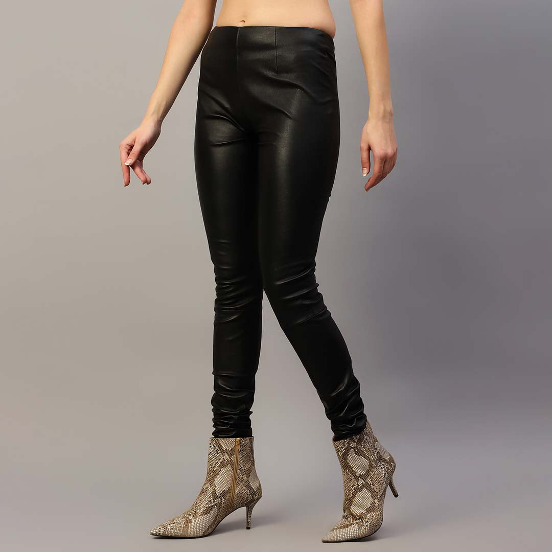 Saint Antea Black Stretch Leather Pants