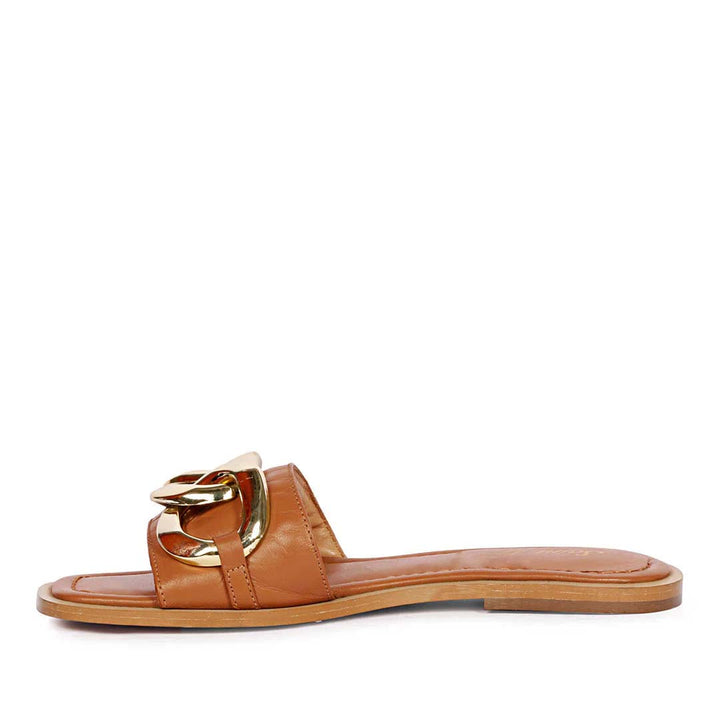 Saint Alexa Inter linked Gold Trim Cuoio Slip On