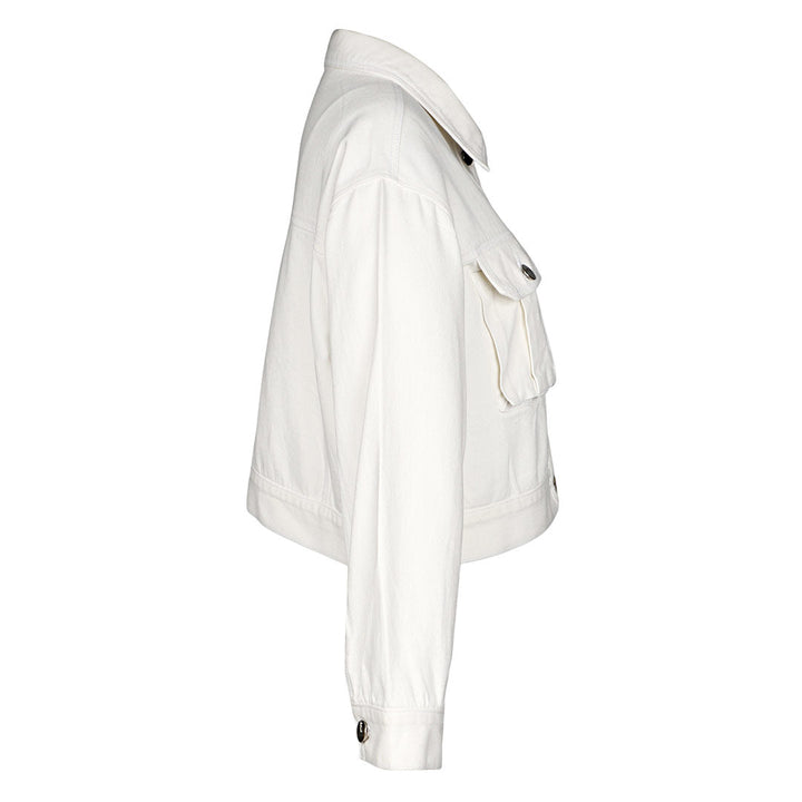 Saint Siena White Leather Women Collar Jackets