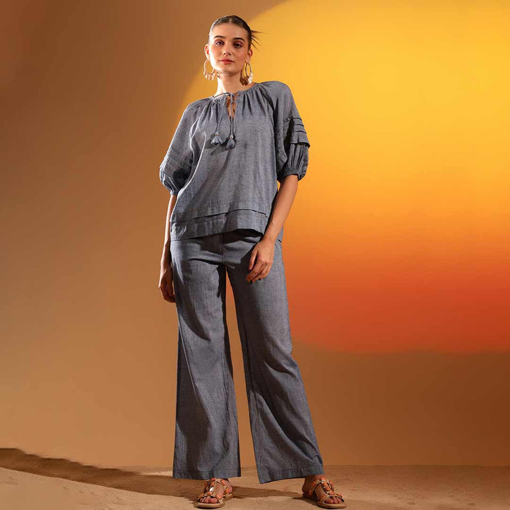 Saint Womens Grey Chambray Co-ord Set