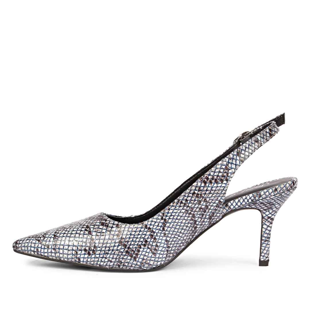 Saint Callie Blue Snake Print Leather Pumps