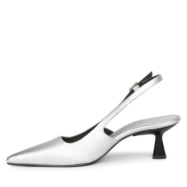 Saint Zelena Metallic Silver Leather Pumps