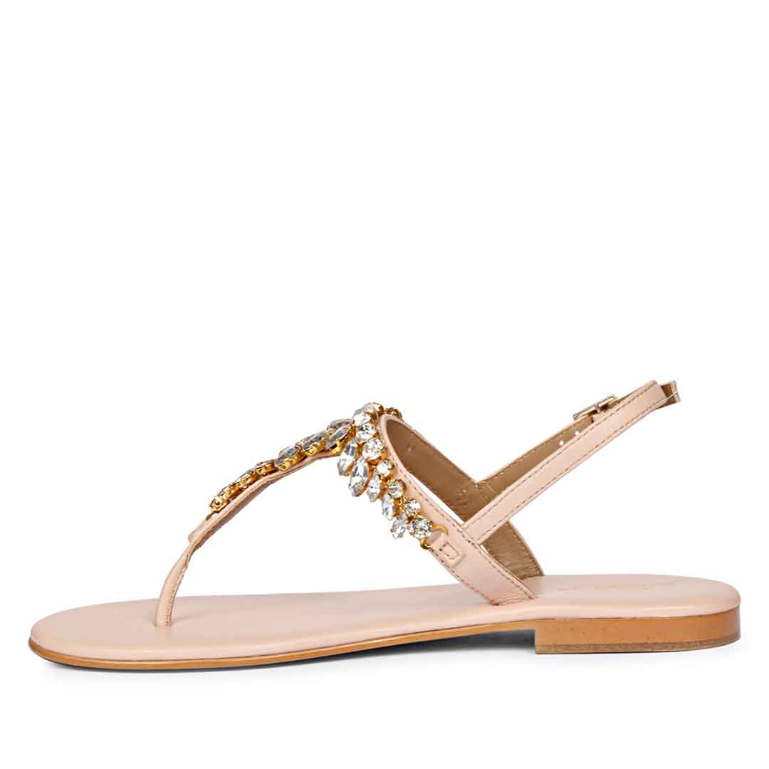 Saint Elsa Silver Stone Adorned Pink Leather Sandals