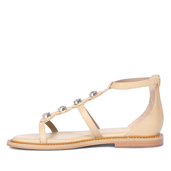 Saint Arlia Rivoli Stone Studded Natural Leather Sandals