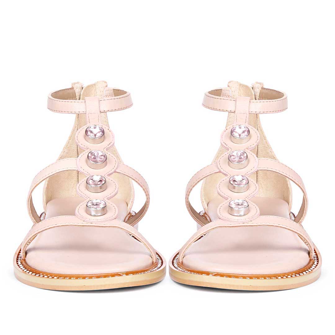 Saint Arlia Rivoli Stone Studded Light Pink Leather Sandals