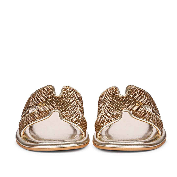 Saint Bria Sequin Metallic Gold Leather Flats