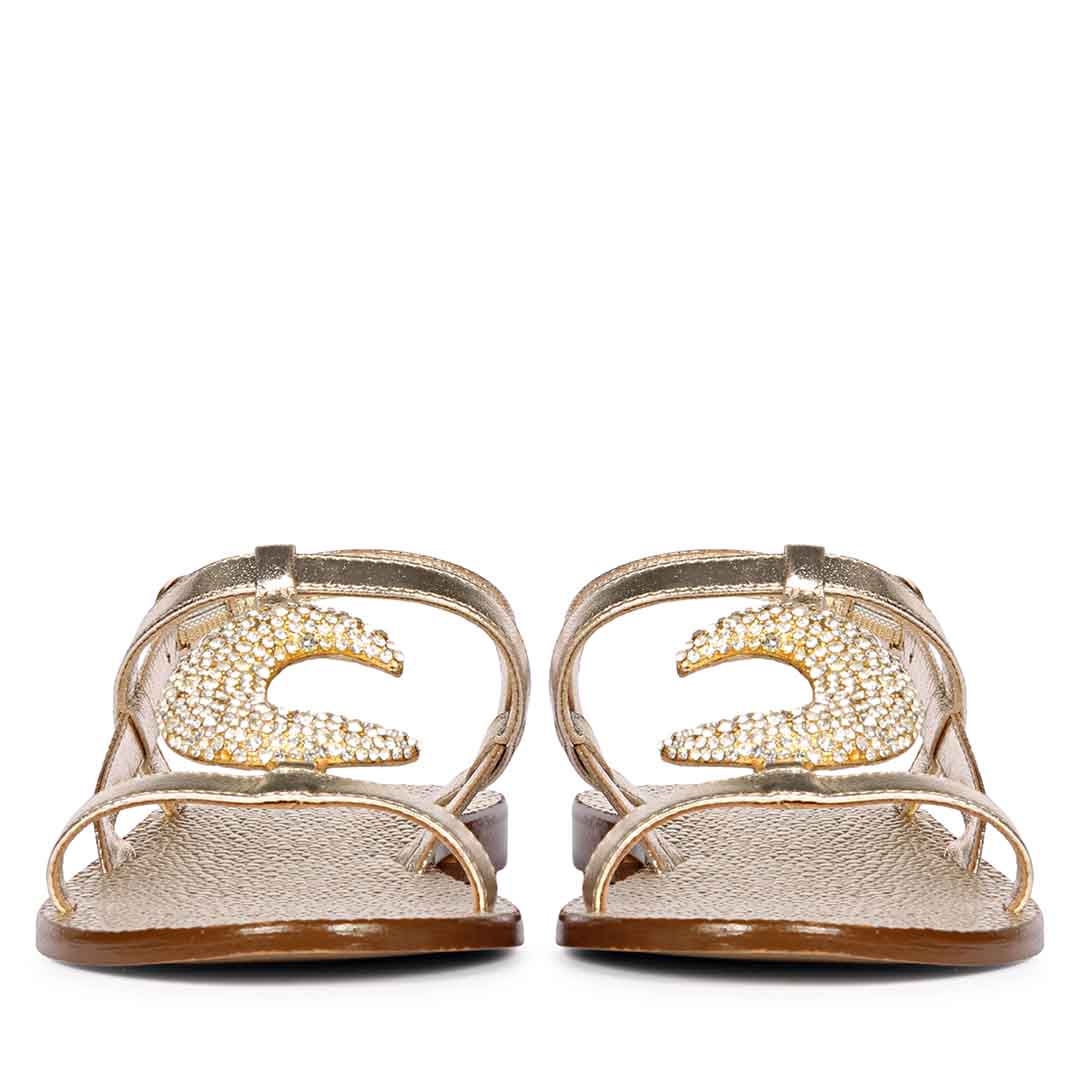 Saint Daisy Gold Leather Flat Sandal