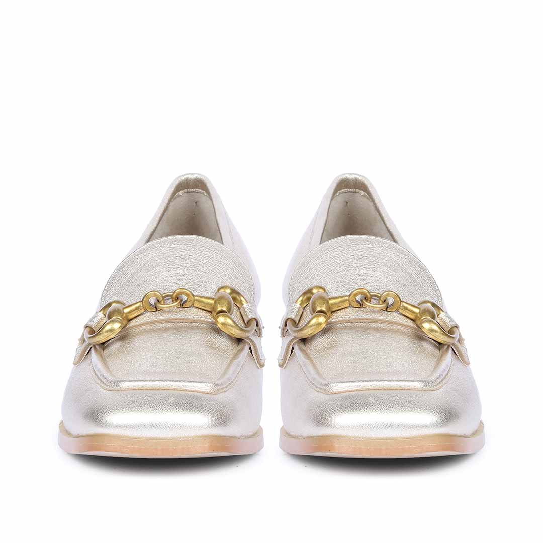 Saint Jenny Gold Leather Handcrafted Moccasins