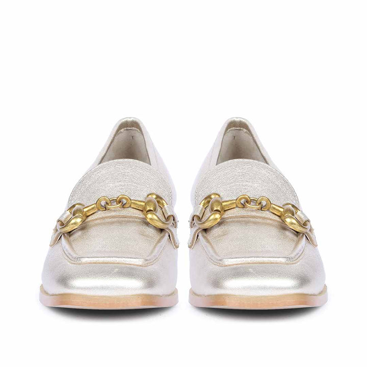 Saint Jenny Gold Leather Handcrafted Moccasins