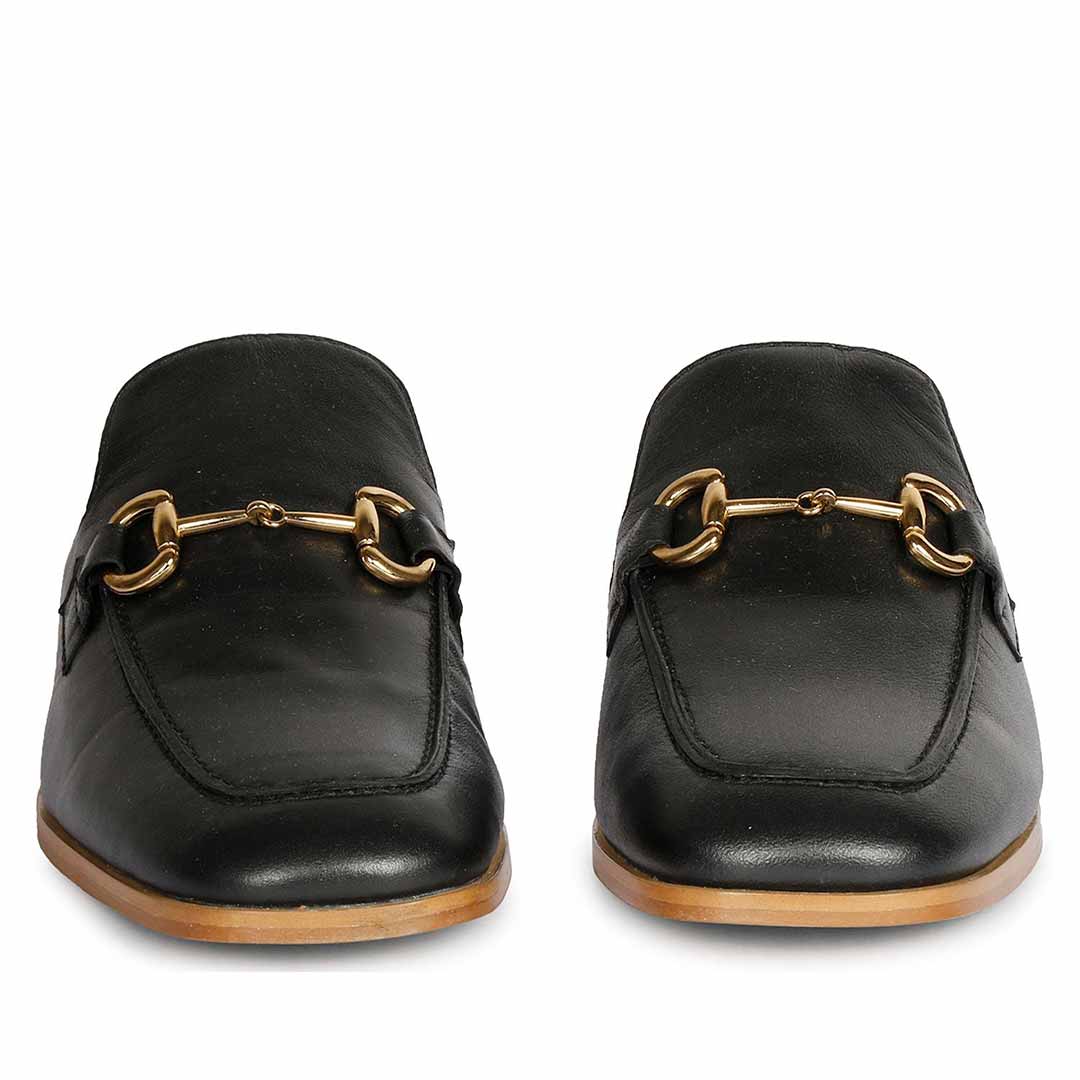 Saint Liona Black Leather Moccasins