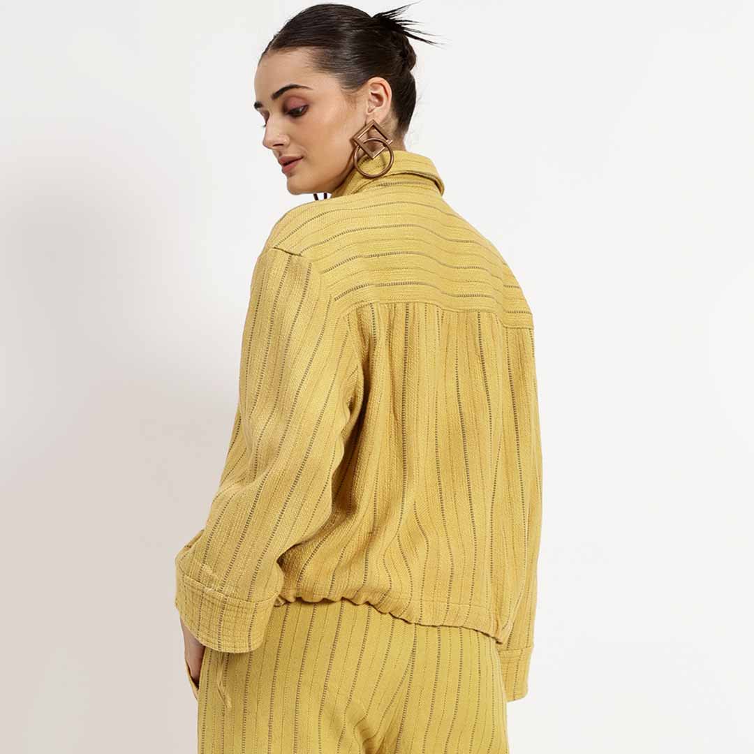 Saint Womens Yellow Solid Cotton Yarn Co-ord Set