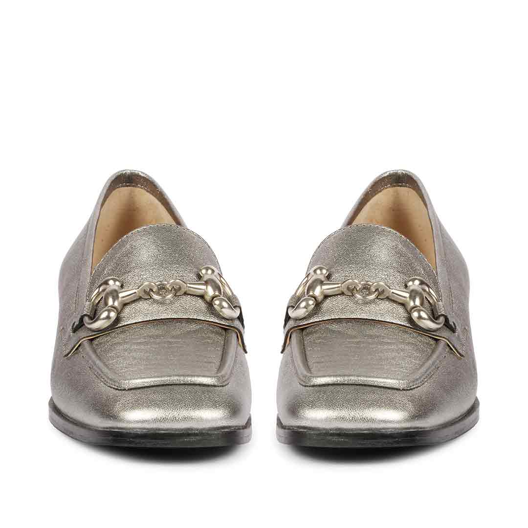 Saint Jenny Gunmetal Leather Handcrafted Moccasins