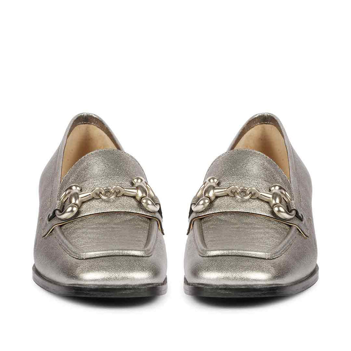 Saint Jenny Gunmetal Leather Handcrafted Moccasins