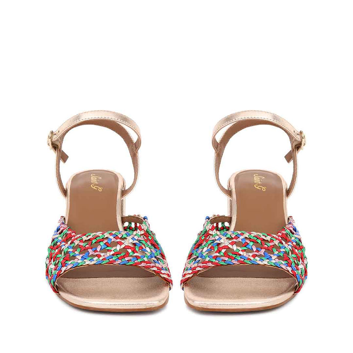 Saint Felicia Multi Woven Metallic Leather Block Heels
