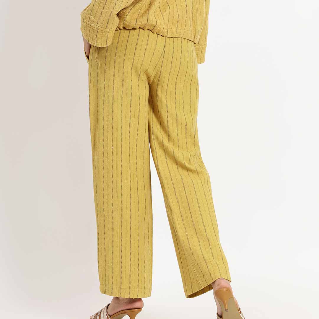 Saint Womens Yellow Solid Cotton Yarn Co-ord Set