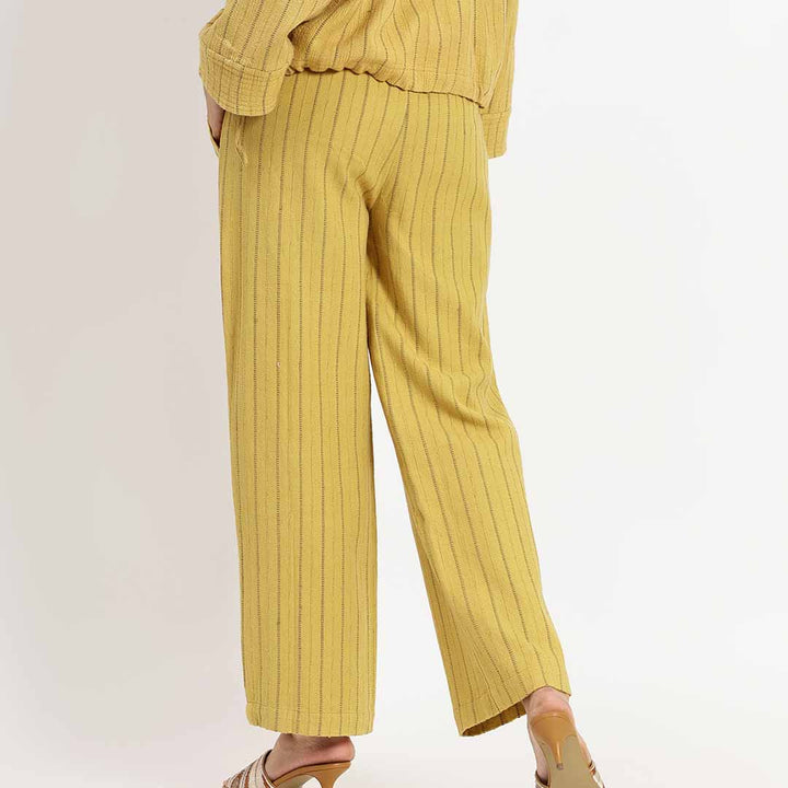 Saint Womens Yellow Solid Cotton Yarn Co-ord Set