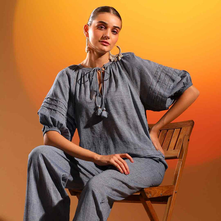 Saint Womens Grey Chambray Co-ord Set