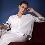 Saint Womens White Embroidered Cotton Poplin Co-ord Set