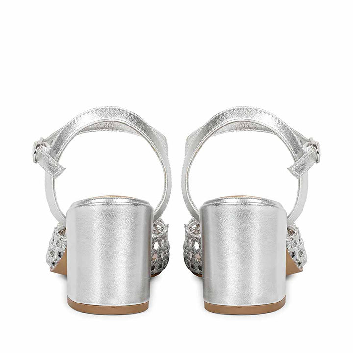 Saint Hana Silver Hand Woven Leather Block Heels