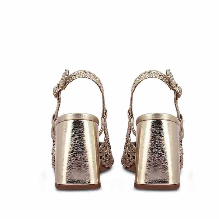Saint Delaney Platin Hand Woven Leather Sling Back Heels