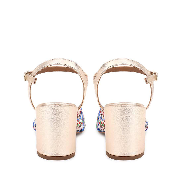 Saint Felicia Multi Woven Metallic Leather Block Heels