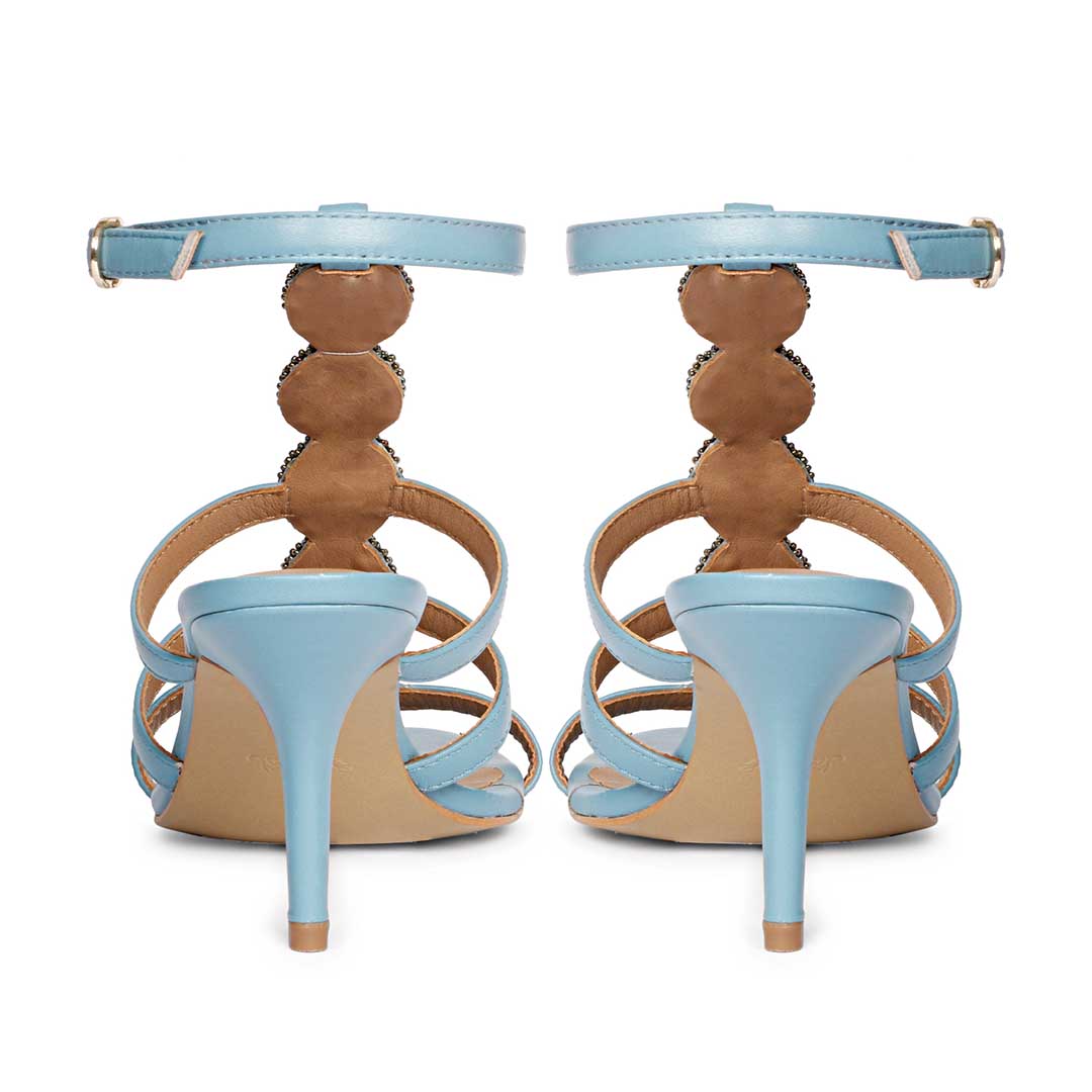 Saint Monroe Multi Stone Embellished Blue Leather Stilettos