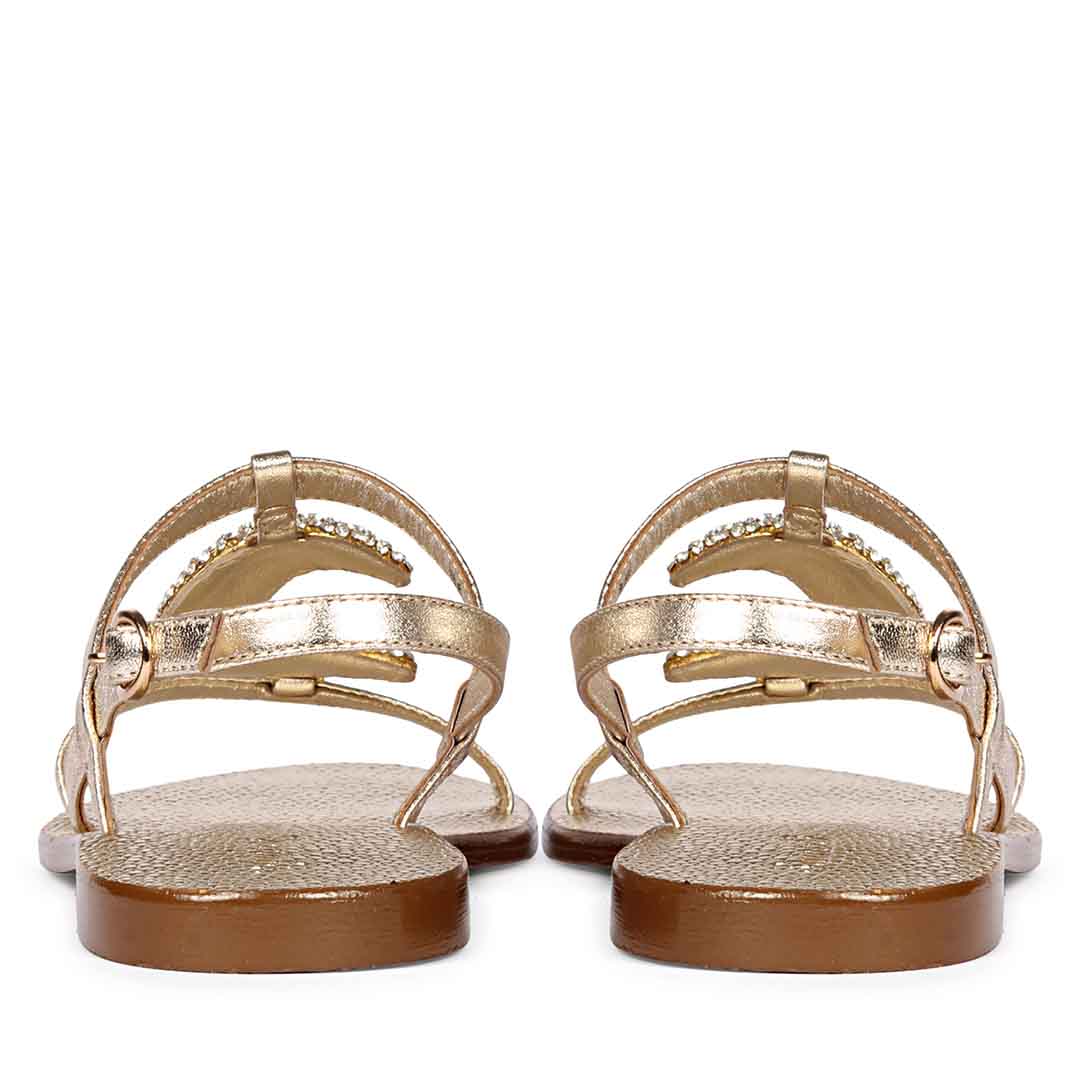 Saint Daisy Gold Leather Flat Sandal