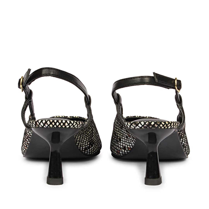 Saint Quinn Choco Black Snake Print Leather Pumps