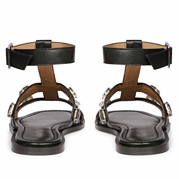 Saint Viola Stone Studded Black Leather Sandals