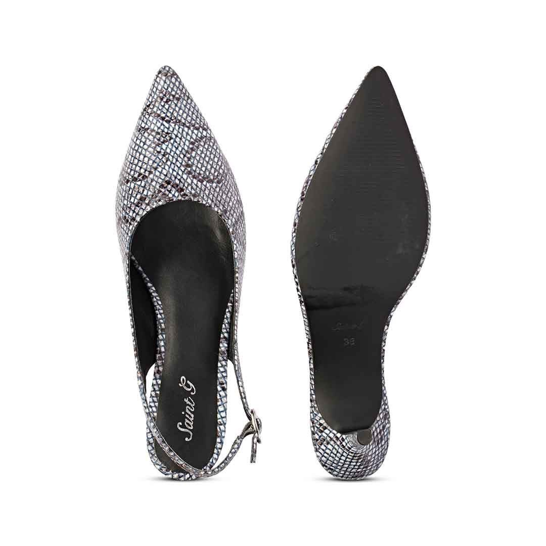 Saint Callie Blue Snake Print Leather Pumps