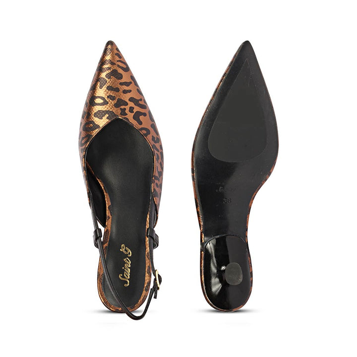 Saint Quinn Metallic Leopard Print Leather Pumps