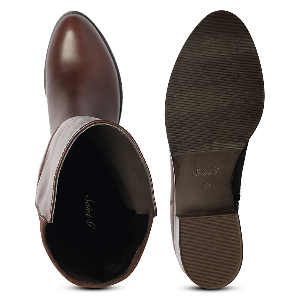 Saint Kayleigh Brown Leather Above The Knee Boots