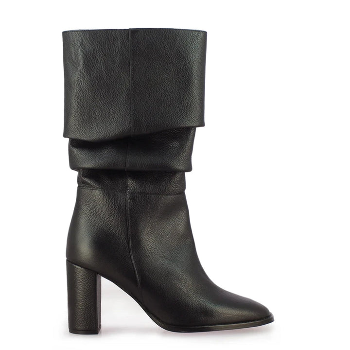 Saint Lia Black Leather Knee High Slouch Boots