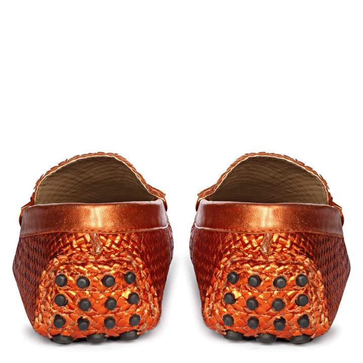 Saint Liana Orange Woven Leather Loafers