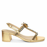 Saint Diva Embellished Metallic Gold Block Heels