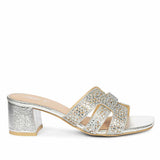 Saint Stevie Crystal Silver Leather Block Heels