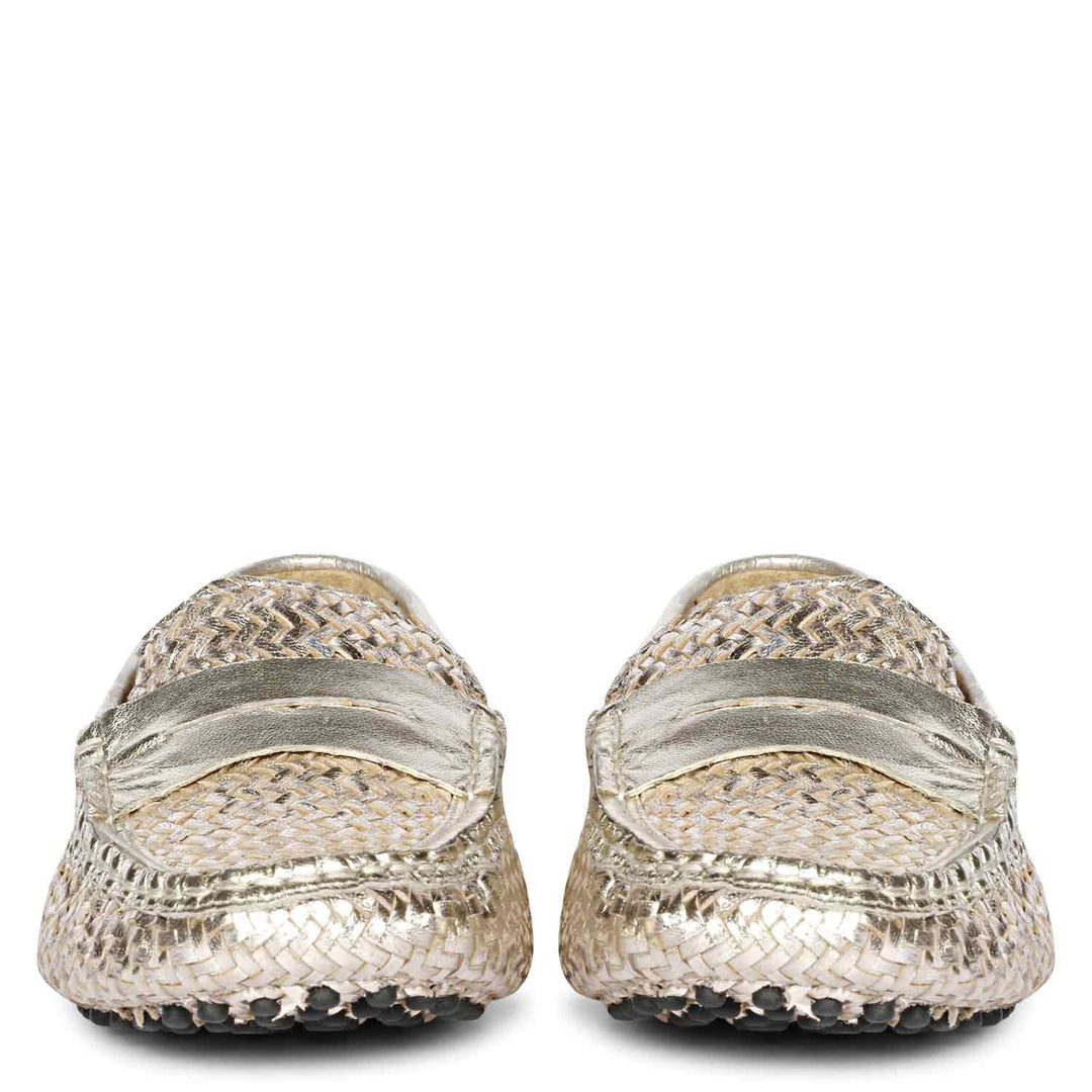 Saint Liana Platin Woven Leather Loafers