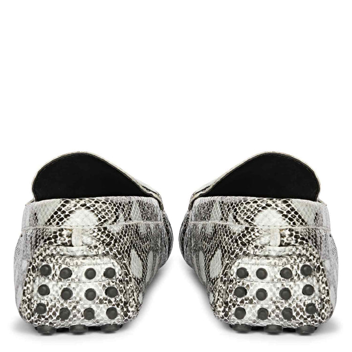 Saint Liana Black & Grey Woven Leather Loafers