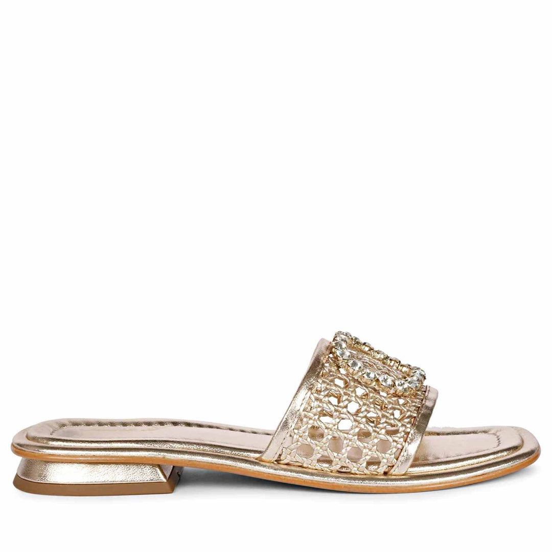 Saint Carly Gold Leather Flat Sandal